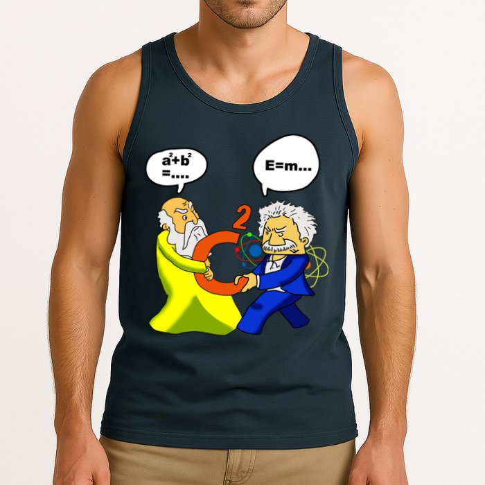 Pythagoras vs Einstein Funny Math Science Tank Top
