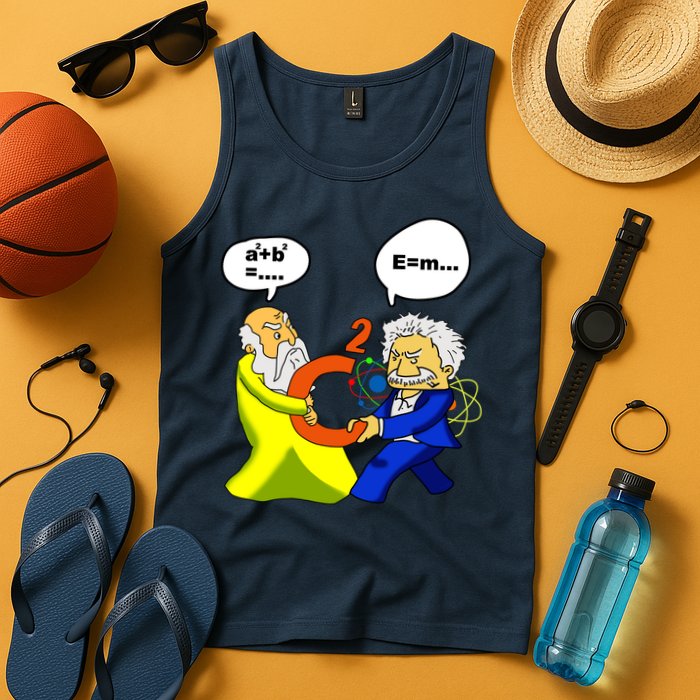 Pythagoras vs Einstein Funny Math Science Tank Top