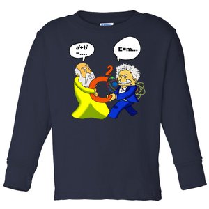 Pythagoras vs Einstein Funny Math Science Toddler Long Sleeve Shirt