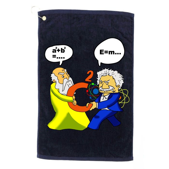 Pythagoras vs Einstein Funny Math Science Golf Towel