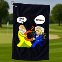 Pythagoras vs Einstein Funny Math Science Golf Towel