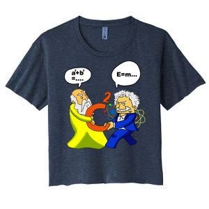 Pythagoras vs Einstein Funny Math Science Women's Crop Top Tee