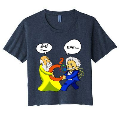 Pythagoras vs Einstein Funny Math Science Crop Top
