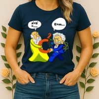 Pythagoras vs Einstein Funny Math Science Womens T-Shirt