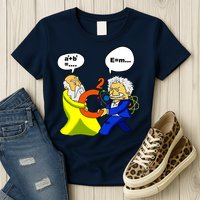 Pythagoras vs Einstein Funny Math Science Womens T-Shirt