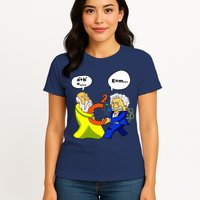 Pythagoras vs Einstein Funny Math Science Womens T-Shirt