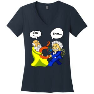 Pythagoras vs Einstein Funny Math Science Women's V-Neck T-Shirt