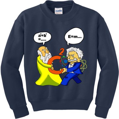 Pythagoras vs Einstein Funny Math Science Kids Sweatshirt