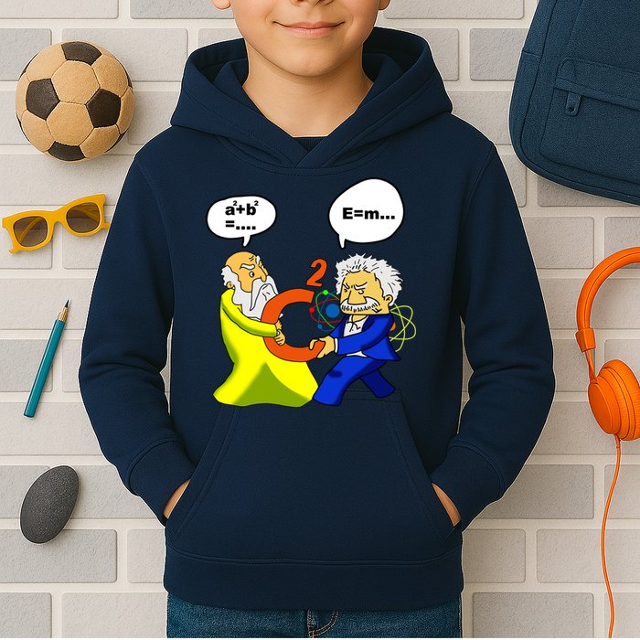 Pythagoras vs Einstein Funny Math Science Kids Hoodie