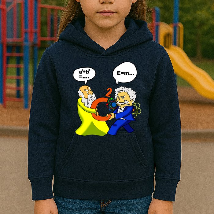 Pythagoras vs Einstein Funny Math Science Kids Hoodie