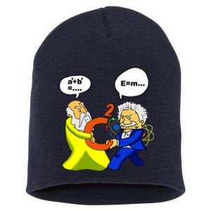 Pythagoras vs Einstein Funny Math Science Short Acrylic Beanie