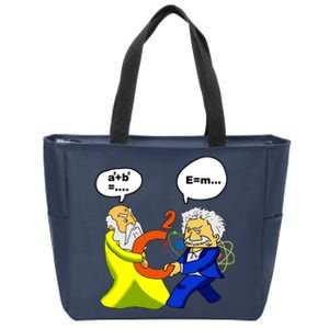 Pythagoras vs Einstein Funny Math Science Zip Tote Bag