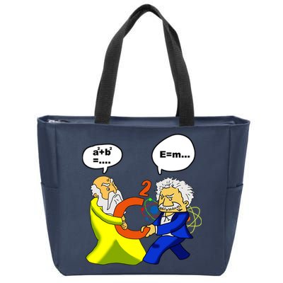 Pythagoras vs Einstein Funny Math Science Zip Tote Bag