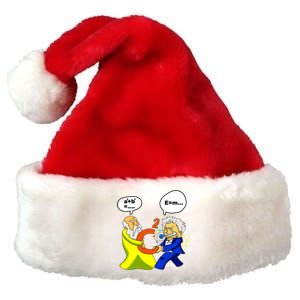 Pythagoras vs Einstein Funny Math Science Premium Christmas Santa Hat