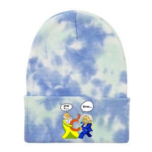 Pythagoras vs Einstein Funny Math Science Tie Dye 12in Knit Beanie