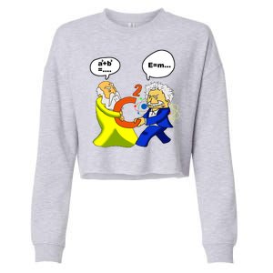 Pythagoras vs Einstein Funny Math Science Cropped Pullover Crew