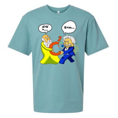 Pythagoras vs Einstein Funny Math Science Sueded Cloud Jersey T-Shirt