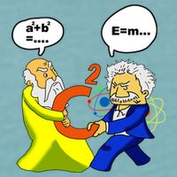 Pythagoras vs Einstein Funny Math Science Sueded Cloud Jersey T-Shirt