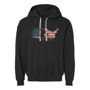 Patriotic Yeti Us Flag Sasquatch Cryptozoology Gift Bigfoot Garment-Dyed Fleece Hoodie