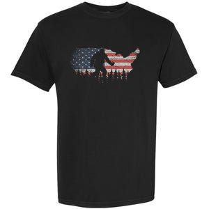 Patriotic Yeti Us Flag Sasquatch Cryptozoology Gift Bigfoot Garment-Dyed Heavyweight T-Shirt