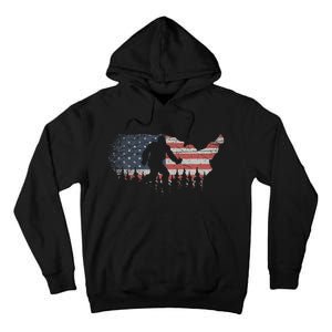 Patriotic Yeti Us Flag Sasquatch Cryptozoology Gift Bigfoot Tall Hoodie