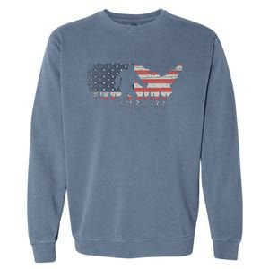 Patriotic Yeti Us Flag Sasquatch Cryptozoology Gift Bigfoot Garment-Dyed Sweatshirt