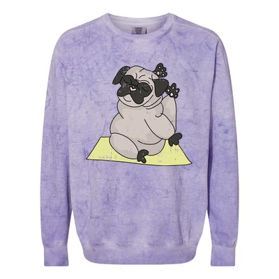 Pug Yoga Workout Kawaii Cartoon Cute Animal Dog Lover Gift Colorblast Crewneck Sweatshirt