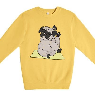 Pug Yoga Workout Kawaii Cartoon Cute Animal Dog Lover Gift Premium Crewneck Sweatshirt