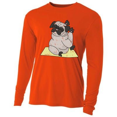 Pug Yoga Workout Kawaii Cartoon Cute Animal Dog Lover Gift Cooling Performance Long Sleeve Crew