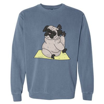 Pug Yoga Workout Kawaii Cartoon Cute Animal Dog Lover Gift Garment-Dyed Sweatshirt