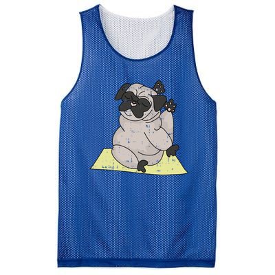 Pug Yoga Workout Kawaii Cartoon Cute Animal Dog Lover Gift Mesh Reversible Basketball Jersey Tank