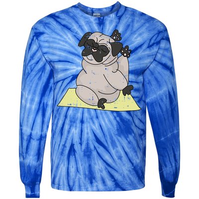 Pug Yoga Workout Kawaii Cartoon Cute Animal Dog Lover Gift Tie-Dye Long Sleeve Shirt