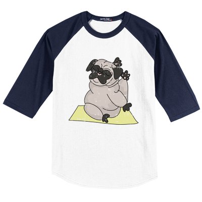 Pug Yoga Workout Kawaii Cartoon Cute Animal Dog Lover Gift Baseball Sleeve Shirt