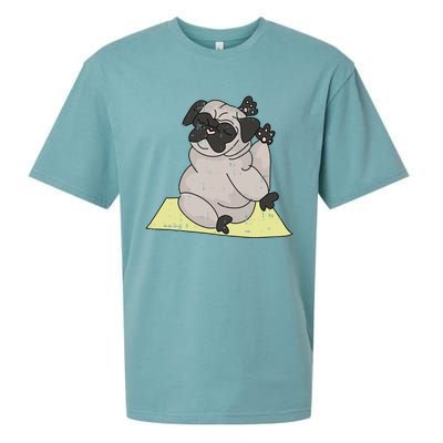 Pug Yoga Workout Kawaii Cartoon Cute Animal Dog Lover Gift Sueded Cloud Jersey T-Shirt