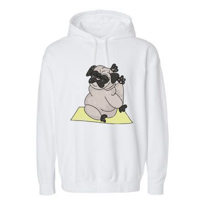 Pug Yoga Workout Kawaii Cartoon Cute Animal Dog Lover Gift Garment-Dyed Fleece Hoodie