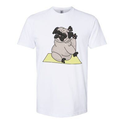 Pug Yoga Workout Kawaii Cartoon Cute Animal Dog Lover Gift Softstyle CVC T-Shirt