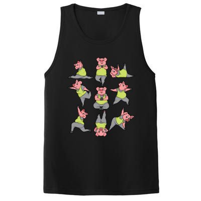 Pig Yoga Workout Cute Stretching Piglet Funny Gym Fan Gift PosiCharge Competitor Tank