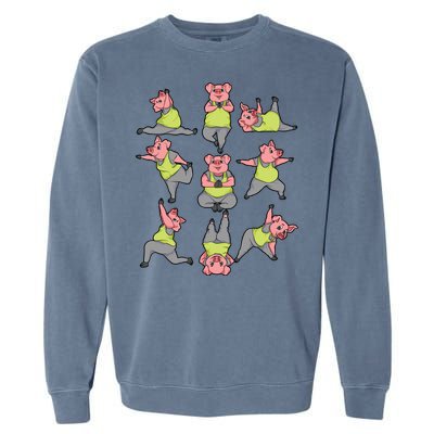 Pig Yoga Workout Cute Stretching Piglet Funny Gym Fan Gift Garment-Dyed Sweatshirt