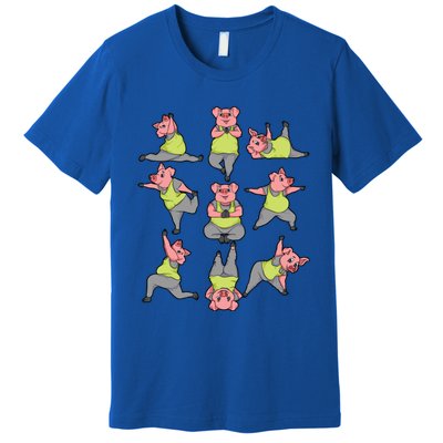 Pig Yoga Workout Cute Stretching Piglet Funny Gym Fan Gift Premium T-Shirt