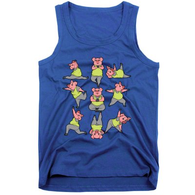 Pig Yoga Workout Cute Stretching Piglet Funny Gym Fan Gift Tank Top