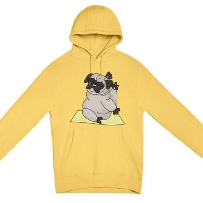 Pug Yoga Workout Kawaii Cartoon Cute Animal Dog Lover Gift Funny Gift Premium Pullover Hoodie