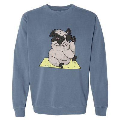 Pug Yoga Workout Kawaii Cartoon Cute Animal Dog Lover Gift Funny Gift Garment-Dyed Sweatshirt