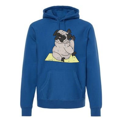 Pug Yoga Workout Kawaii Cartoon Cute Animal Dog Lover Gift Funny Gift Premium Hoodie