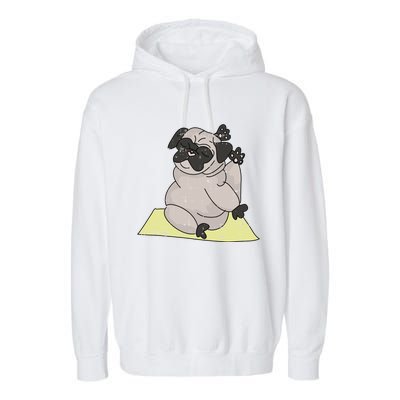 Pug Yoga Workout Kawaii Cartoon Cute Animal Dog Lover Gift Funny Gift Garment-Dyed Fleece Hoodie