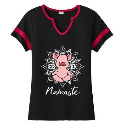 Pig Yoga Yoga Workout Fan Gift Ladies Halftime Notch Neck Tee