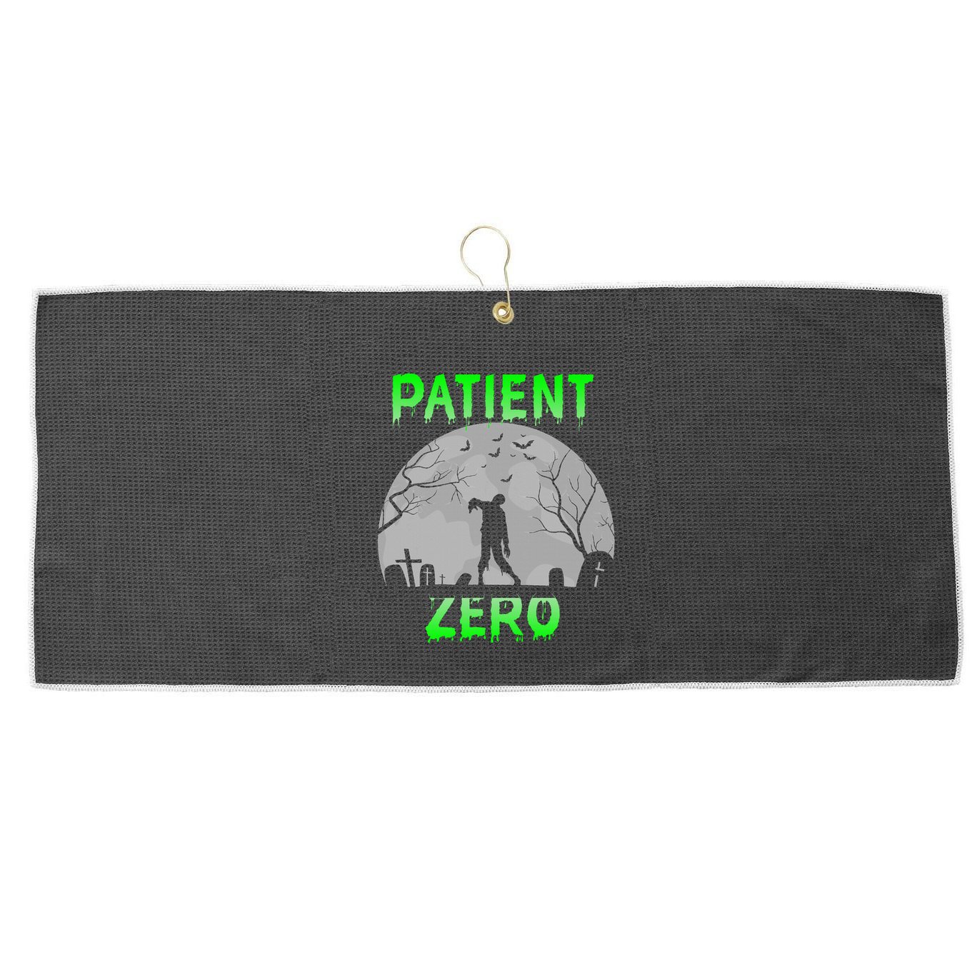 Patient Zero Funny Halloween Zombie Apocalypse Costume Large Microfiber Waffle Golf Towel