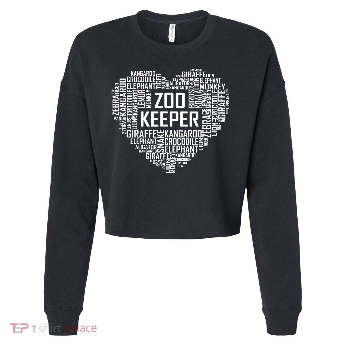 Proud Zoo Keeper Heart Gifts Zookeeper Animal Job Gift Cropped Pullover Crew