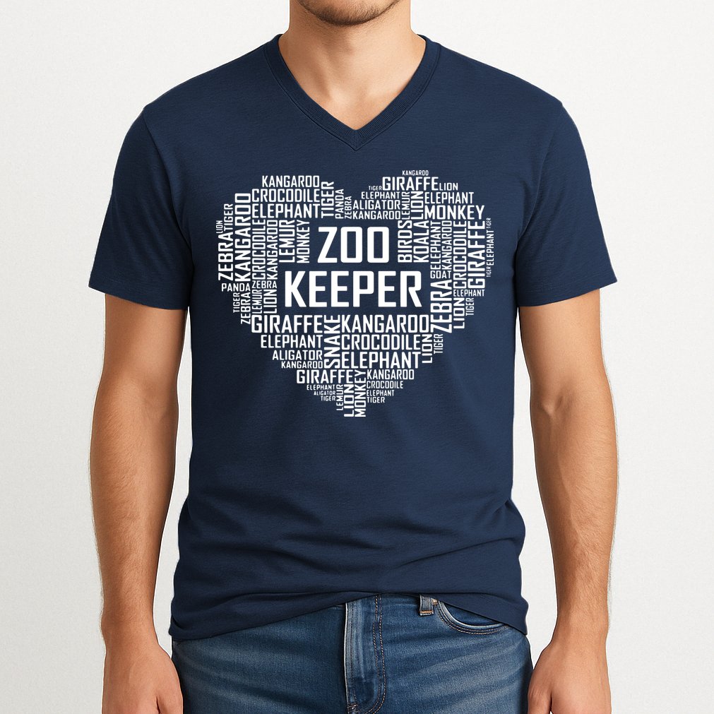 Proud Zoo Keeper Heart Gifts Zookeeper Animal Job Gift V-Neck T-Shirt