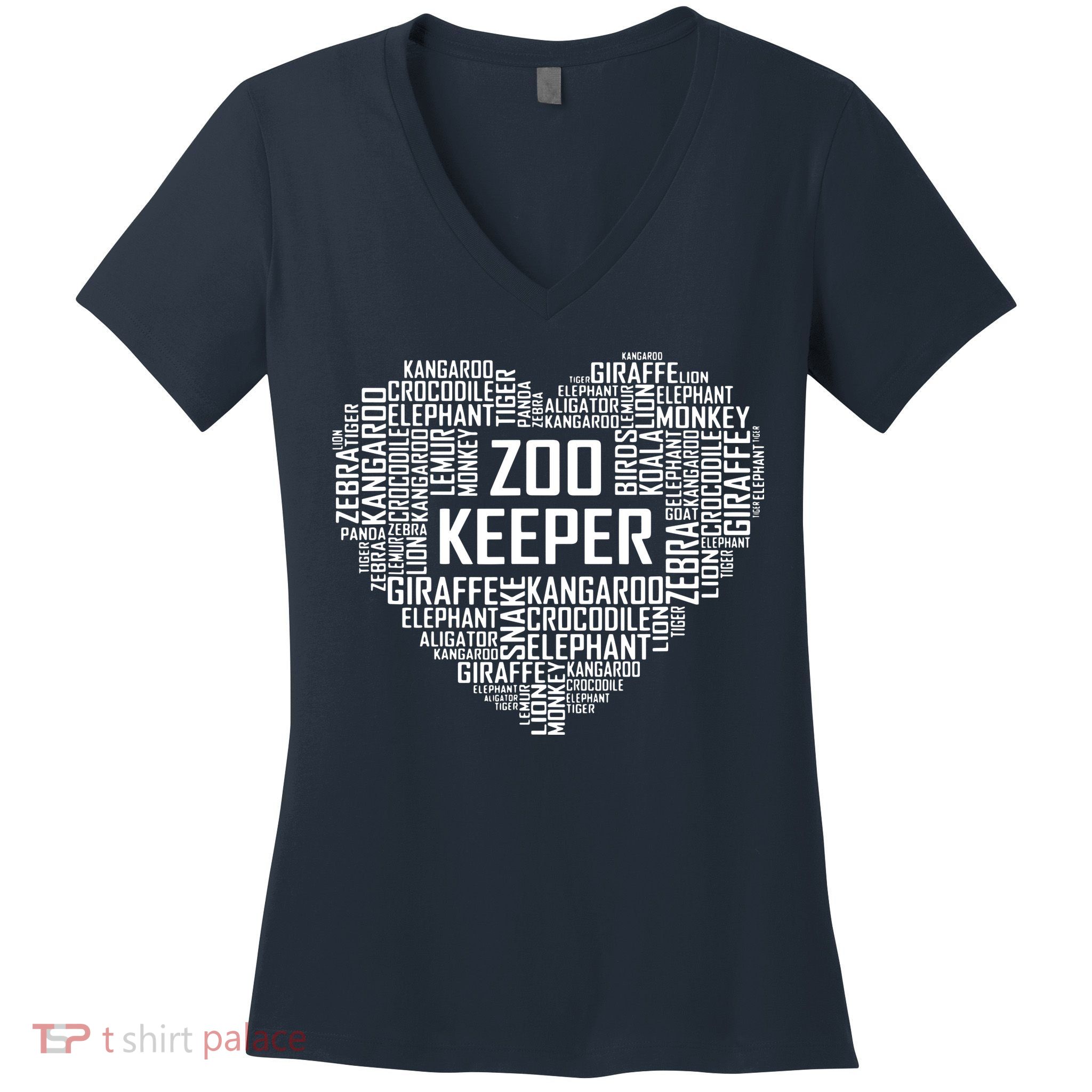 Proud Zoo Keeper Heart Gifts Zookeeper Animal Job Gift Women's V-Neck T-Shirt