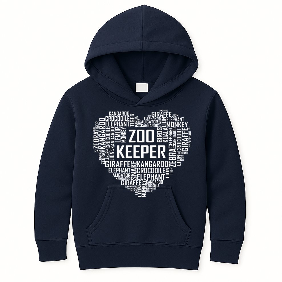 Proud Zoo Keeper Heart Gifts Zookeeper Animal Job Gift Kids Hoodie
